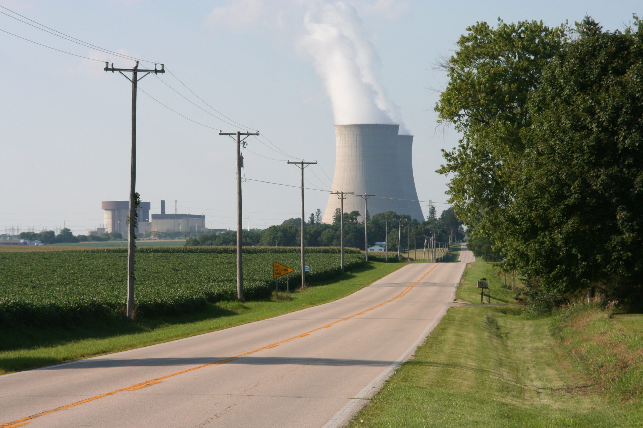 Nuclear power plant on rural road